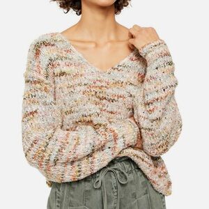 Free People Multicolor V-Neck Sweater